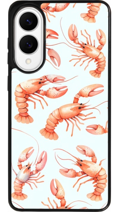 Coque Samsung Galaxy S25 Edge - Silicone rigide noir Pattern de homards pastels Coque Samsung Galaxy S25 Edge - Silicone rigide noir Pattern de homards pastels