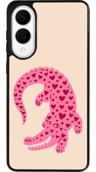 Coque Samsung Galaxy S25 Edge - Silicone rigide noir Pink crocodile 2026