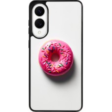 Coque Samsung Galaxy S25 Edge - Silicone rigide noir Weißer Hintergrund, pinker Donut