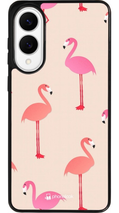 Coque Samsung Galaxy S25 Edge - Silicone rigide noir Pink Flamingos Pattern Coque Samsung Galaxy S25 Edge - Silicone rigide noir Pink Flamingos Pattern