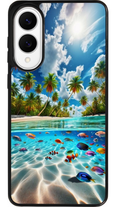Coque Samsung Galaxy S25 Edge - Silicone rigide noir Plage Paradis Coque Samsung Galaxy S25 Edge - Silicone rigide noir Plage Paradis