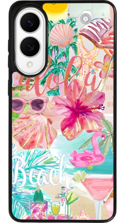 Coque Samsung Galaxy S25 Edge - Silicone rigide noir Preppy Collage Aloha Coque Samsung Galaxy S25 Edge - Silicone rigide noir Preppy Collage Aloha