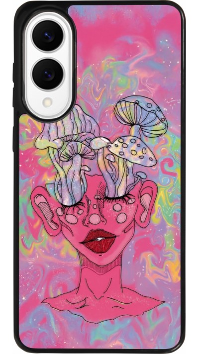 Coque Samsung Galaxy S25 Edge - Silicone rigide noir Psychedelic pink mushroom Coque Samsung Galaxy S25 Edge - Silicone rigide noir Psychedelic pink mushroom
