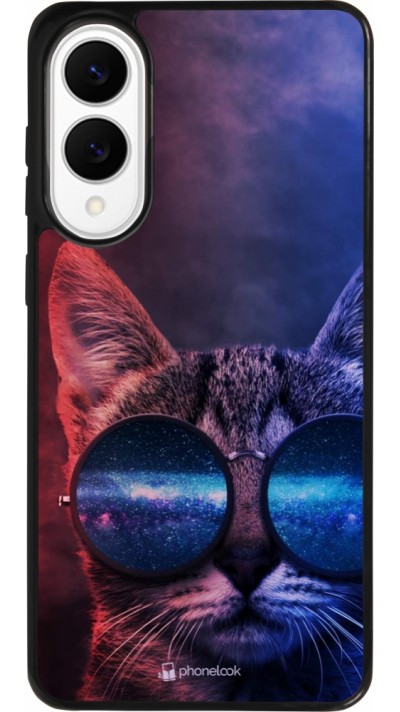 Coque Samsung Galaxy S25 Edge - Silicone rigide noir Red Blue Cat Glasses Coque Samsung Galaxy S25 Edge - Silicone rigide noir Red Blue Cat Glasses