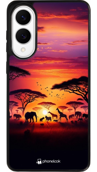 Coque Samsung Galaxy S25 Edge - Silicone rigide noir Safari sunset wildlife Coque Samsung Galaxy S25 Edge - Silicone rigide noir Safari sunset wildlife