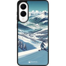 Coque Samsung Galaxy S25 Edge - Silicone rigide noir Snowboarder Montagne