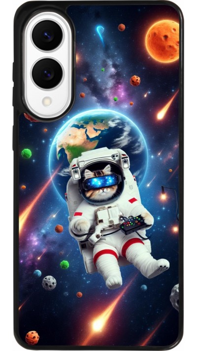Coque Samsung Galaxy S25 Edge - Silicone rigide noir VR SpaceCat Odyssey Coque Samsung Galaxy S25 Edge - Silicone rigide noir VR SpaceCat Odyssey