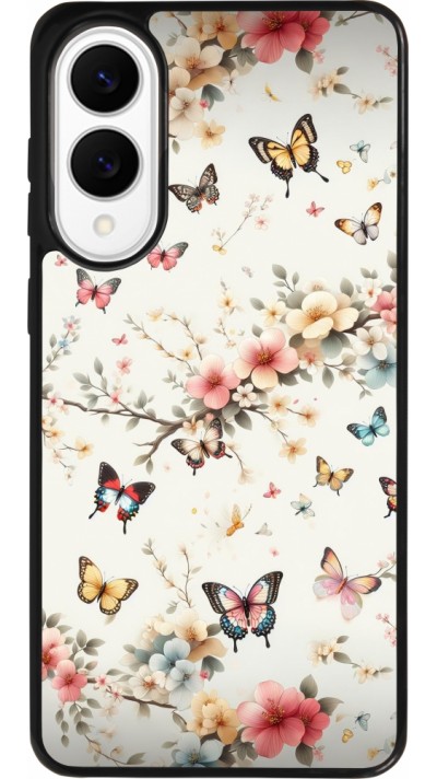 Coque Samsung Galaxy S25 Edge - Silicone rigide noir Spring 25 Papillons Légers Coque Samsung Galaxy S25 Edge - Silicone rigide noir Spring 25 Papillons Légers