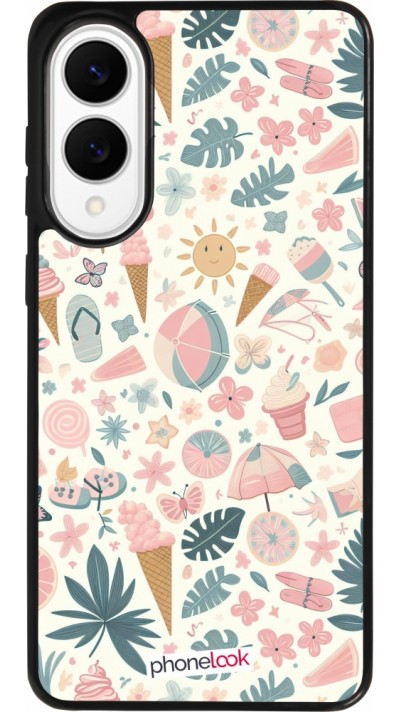 Coque Samsung Galaxy S25 Edge - Silicone rigide noir Summer Pink Pattern