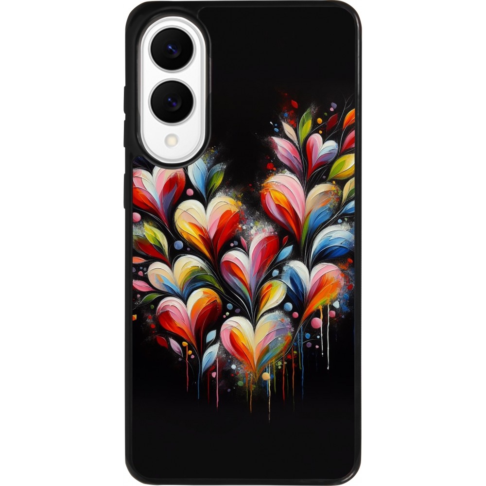 Coque Samsung Galaxy S25 Edge - Silicone rigide noir Valentine 2024 Coeur Noir Abstrait