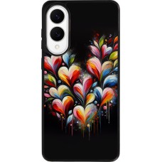 Coque Samsung Galaxy S25 Edge - Silicone rigide noir Valentine 2024 Coeur Noir Abstrait