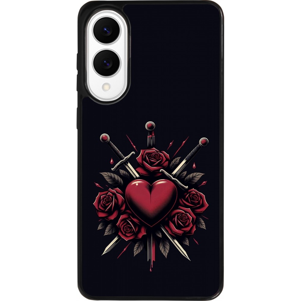 Coque Samsung Galaxy S25 Edge - Silicone rigide noir Valentine 2024 gothic love