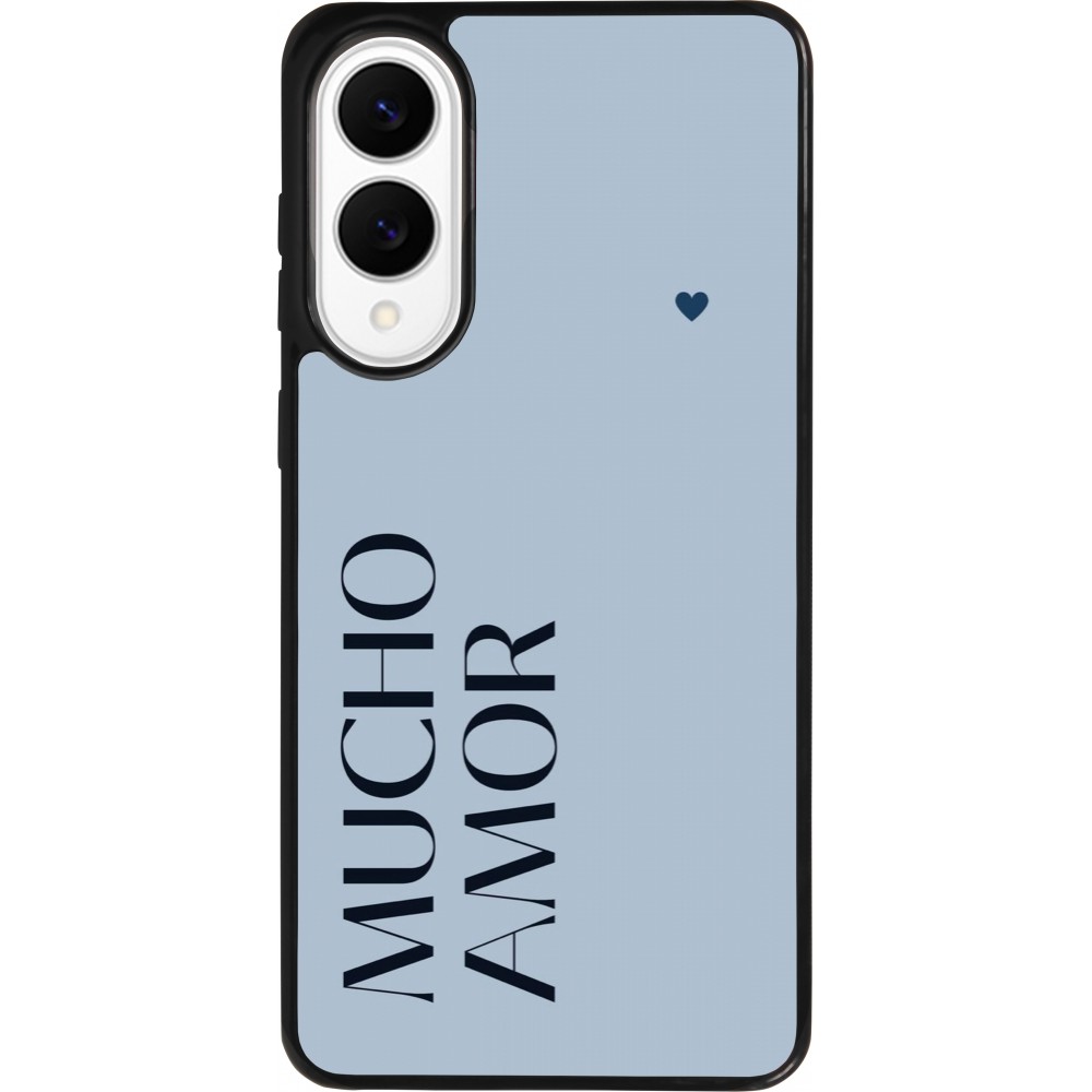 Coque Samsung Galaxy S25 Edge - Silicone rigide noir Valentine 2024 mucho amor azul