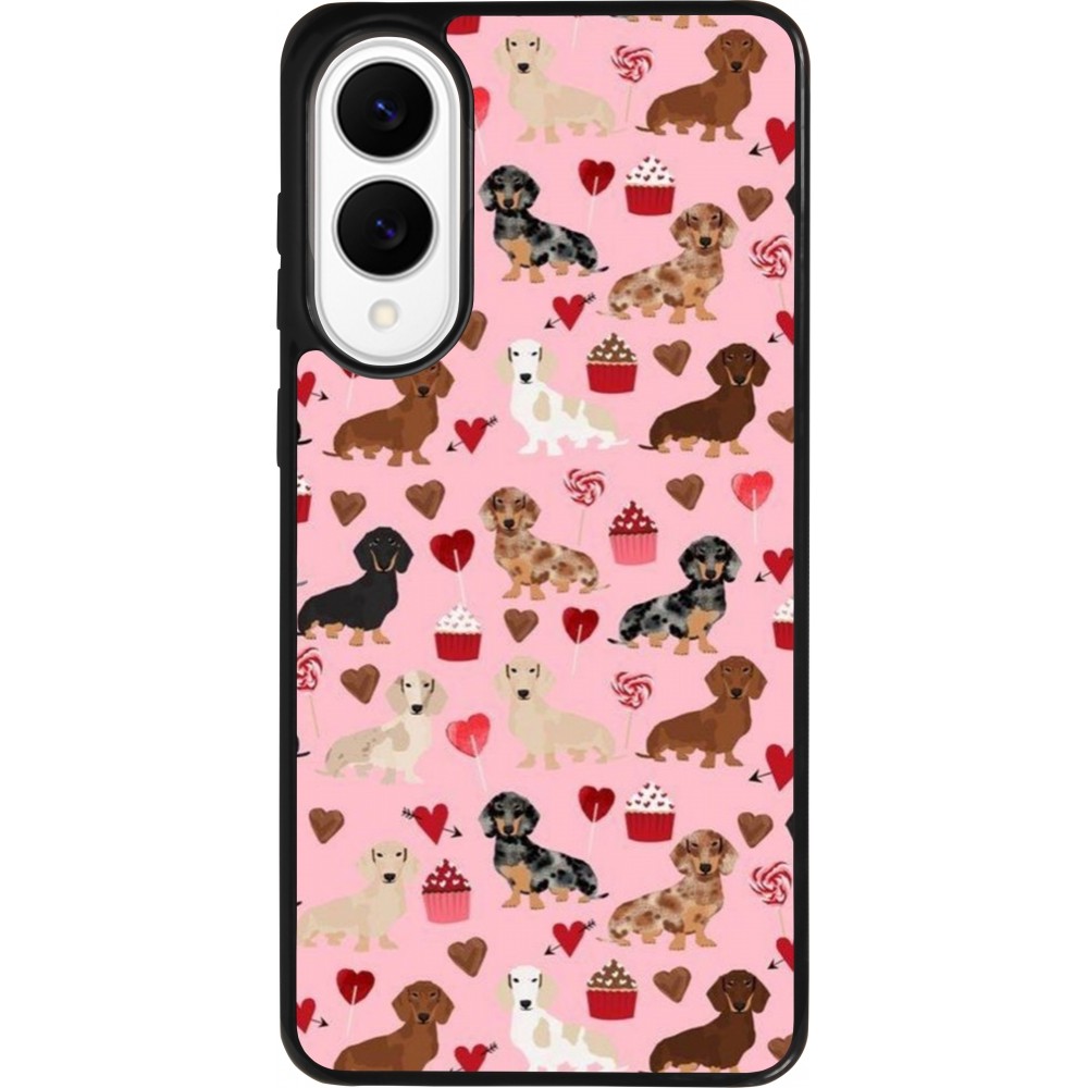 Coque Samsung Galaxy S25 Edge - Silicone rigide noir Valentine 2024 puppy love