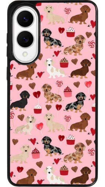 Coque Samsung Galaxy S25 Edge - Silicone rigide noir Valentine 2024 puppy love Coque Samsung Galaxy S25 Edge - Silicone rigide noir Valentine 2024 puppy love