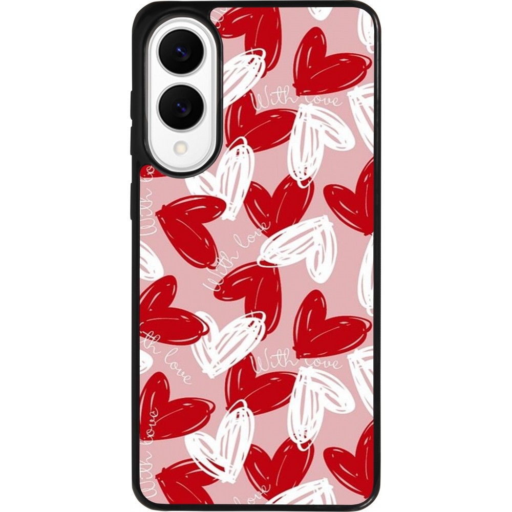 Coque Samsung Galaxy S25 Edge - Silicone rigide noir Valentine 2024 with love heart