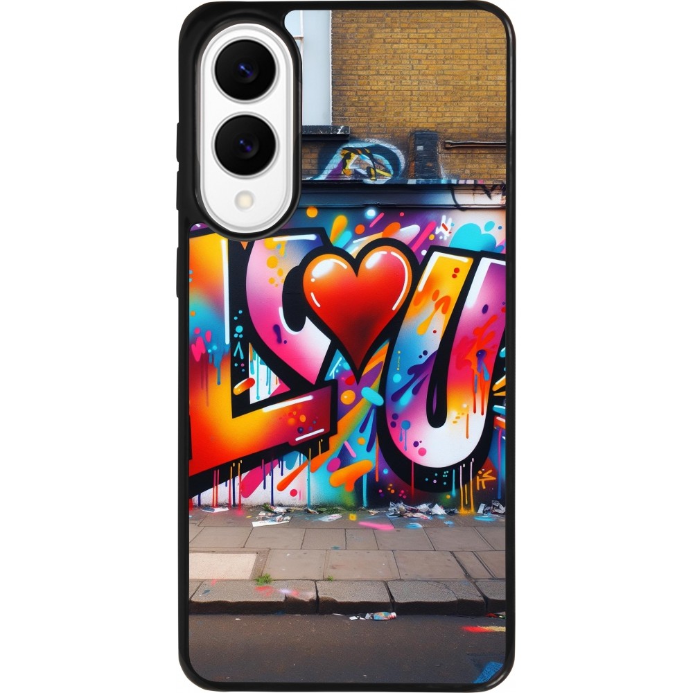 Coque Samsung Galaxy S25 Edge - Silicone rigide noir Valentine 2025 Love U Tag