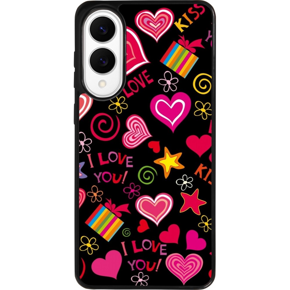 Samsung Galaxy S25 Edge Case Hülle - Silikon schwarz Valentine 2023 love symbols