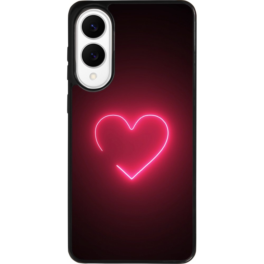 Coque Samsung Galaxy S25 Edge - Silicone rigide noir Valentine 2023 single neon heart