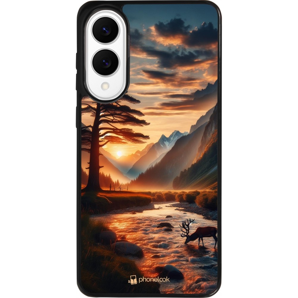 Coque Samsung Galaxy S25 Edge - Silicone rigide noir Valley Sunset Deer Tree