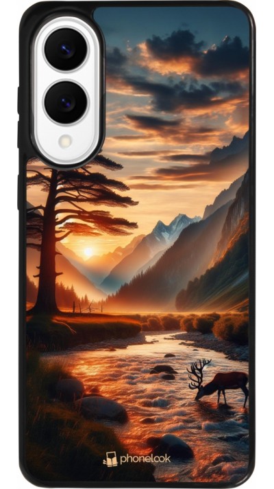 Coque Samsung Galaxy S25 Edge - Silicone rigide noir Valley Sunset Deer Tree Coque Samsung Galaxy S25 Edge - Silicone rigide noir Valley Sunset Deer Tree