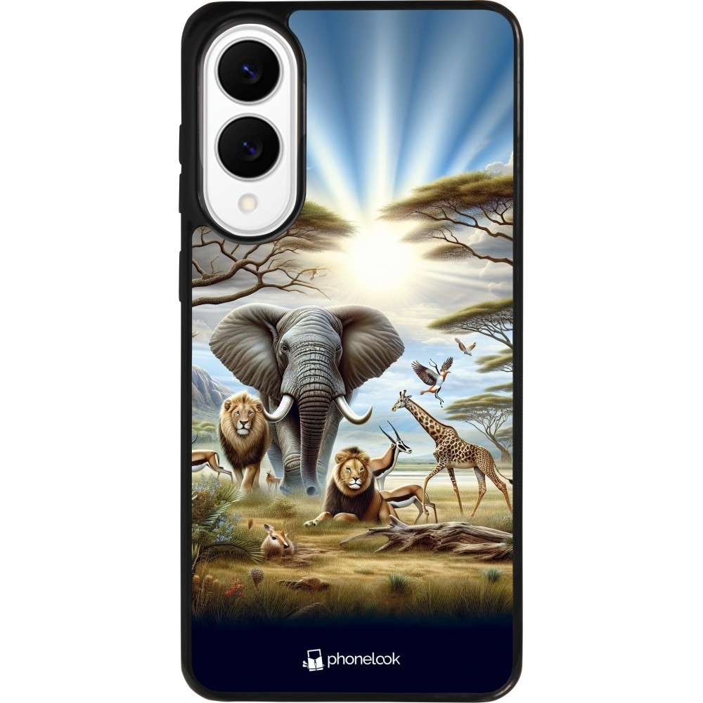 Coque Samsung Galaxy S25 Edge - Silicone rigide noir Vie sauvage africaine