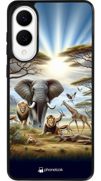Coque Samsung Galaxy S25 Edge - Silicone rigide noir Vie sauvage africaine Coque Samsung Galaxy S25 Edge - Silicone rigide noir Vie sauvage africaine