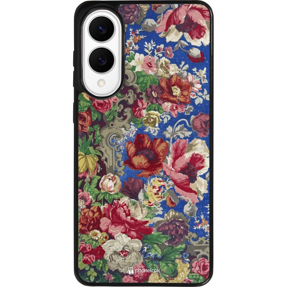 Coque Samsung Galaxy S25 Edge - Silicone rigide noir Vintage Art Flowers
