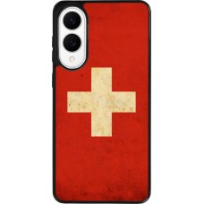 Coque Samsung Galaxy S25 Edge - Silicone rigide noir Vintage Flag SWISS
