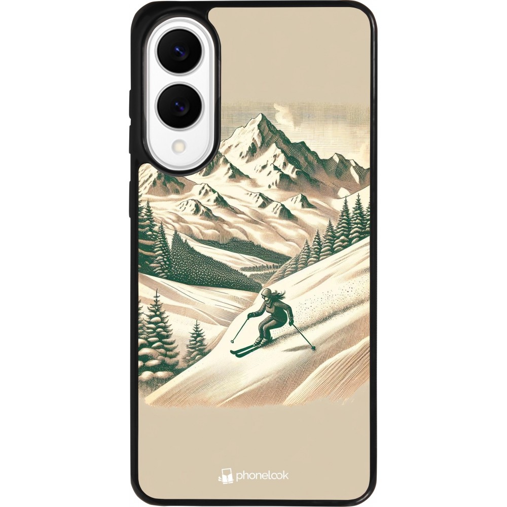 Coque Samsung Galaxy S25 Edge - Silicone rigide noir Vintage Ski Mountain
