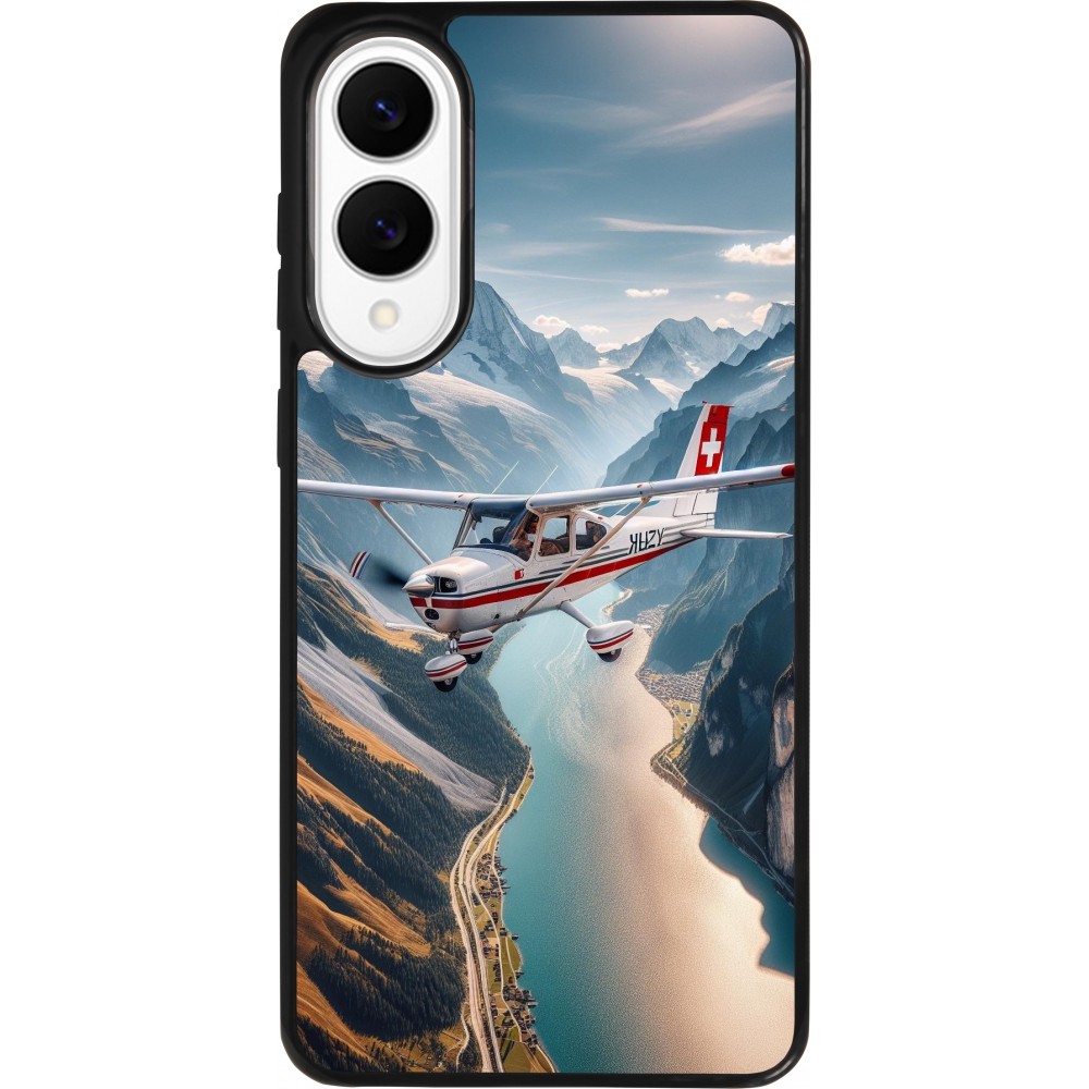 Coque Samsung Galaxy S25 Edge - Silicone rigide noir Vol Alpin Suisse
