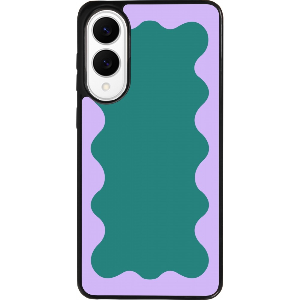 Coque Samsung Galaxy S25 Edge - Silicone rigide noir Wavy Rectangle Green Purple