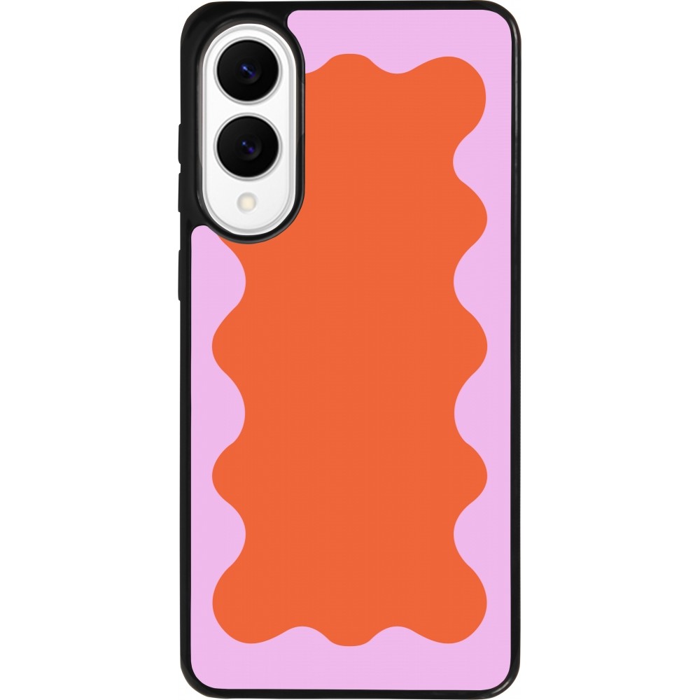 Coque Samsung Galaxy S25 Edge - Silicone rigide noir Wavy Rectangle Orange Pink