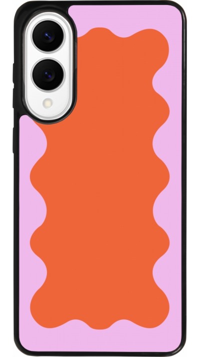 Coque Samsung Galaxy S25 Edge - Silicone rigide noir Wavy Rectangle Orange Pink Coque Samsung Galaxy S25 Edge - Silicone rigide noir Wavy Rectangle Orange Pink