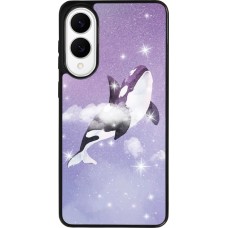 Coque Samsung Galaxy S25 Edge - Silicone rigide noir Whale in sparking stars