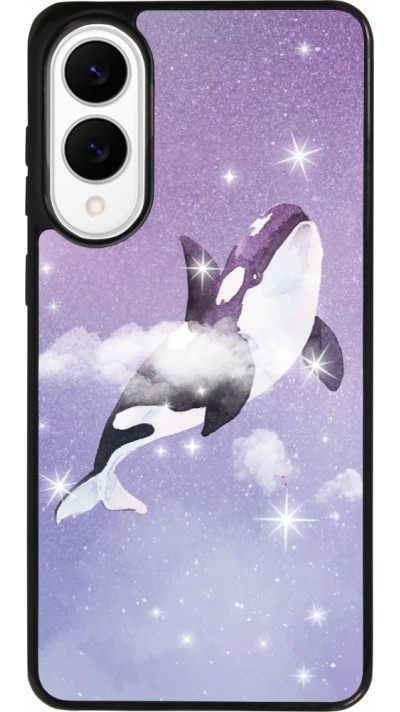 Coque Samsung Galaxy S25 Edge - Silicone rigide noir Whale in sparking stars Coque Samsung Galaxy S25 Edge - Silicone rigide noir Whale in sparking stars