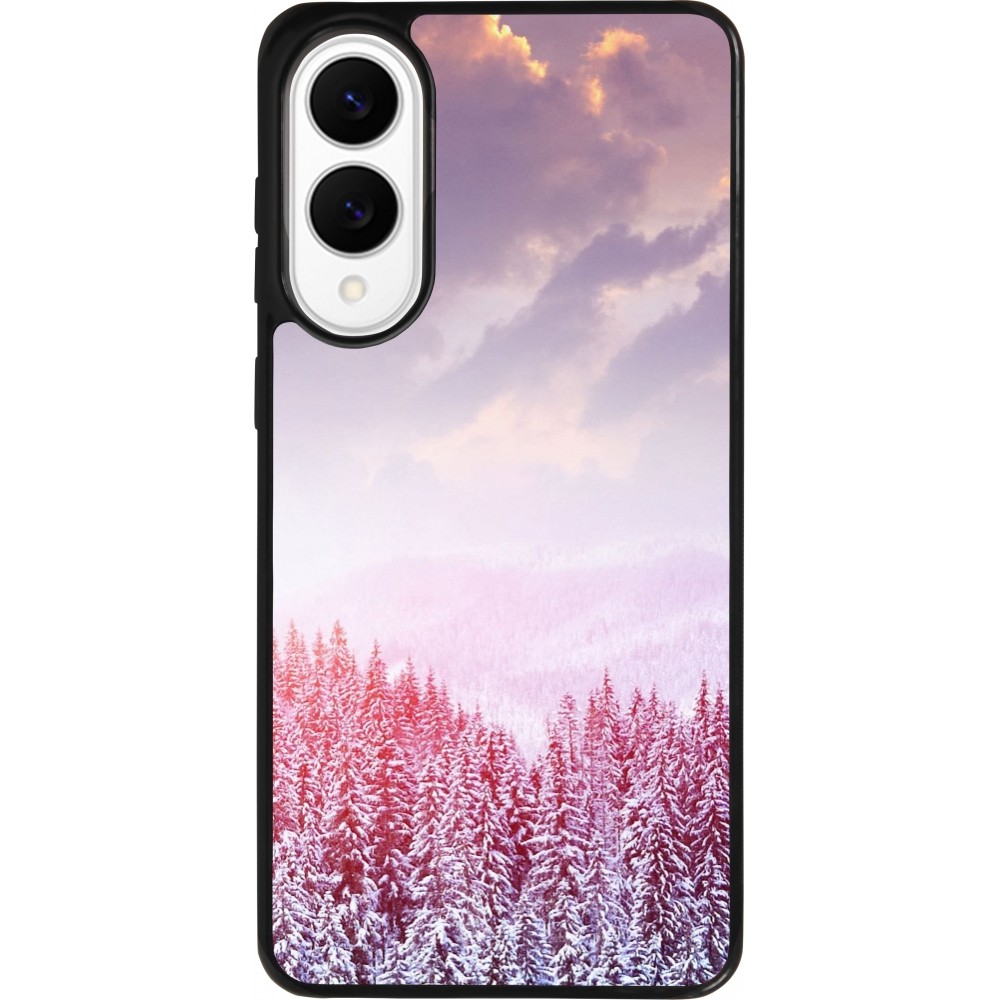Coque Samsung Galaxy S25 Edge - Silicone rigide noir Winter 22 Pink Forest