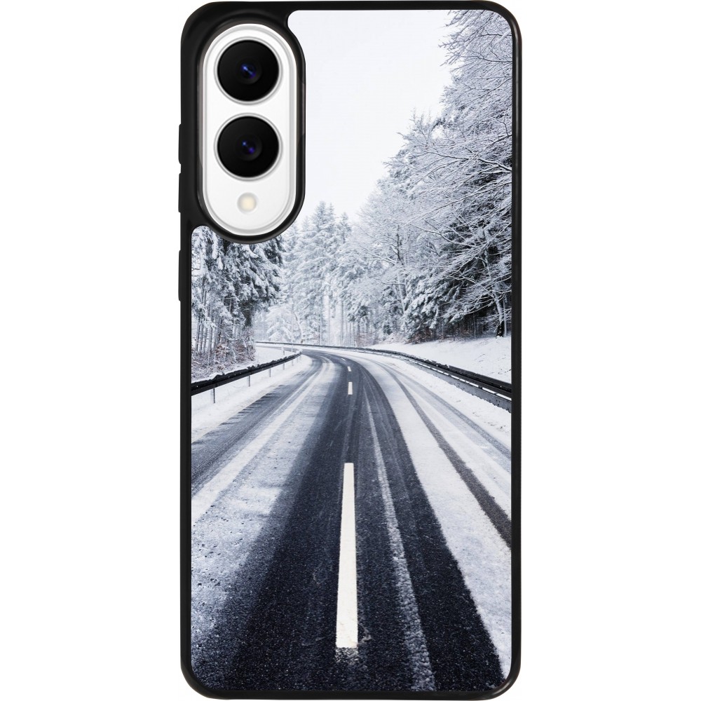 Coque Samsung Galaxy S25 Edge - Silicone rigide noir Winter 22 Snowy Road