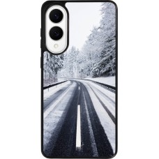 Coque Samsung Galaxy S25 Edge - Silicone rigide noir Winter 22 Snowy Road