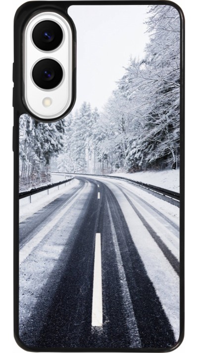 Coque Samsung Galaxy S25 Edge - Silicone rigide noir Winter 22 Snowy Road Coque Samsung Galaxy S25 Edge - Silicone rigide noir Winter 22 Snowy Road