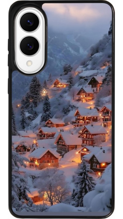 Samsung Galaxy S25 Edge Case Hülle - Silikon schwarz Winter 25 Winter snowy village
