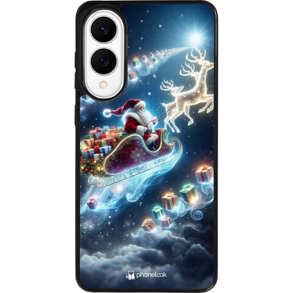 Coque Samsung Galaxy S25 Edge - Silicone rigide noir Noël 2023 Père Noël enchanté