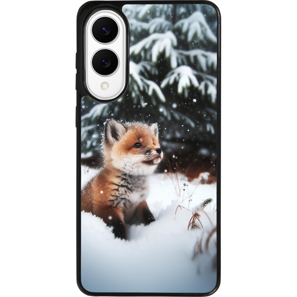 Coque Samsung Galaxy S25 Edge - Silicone rigide noir Noël 2023 Renardeau sapin