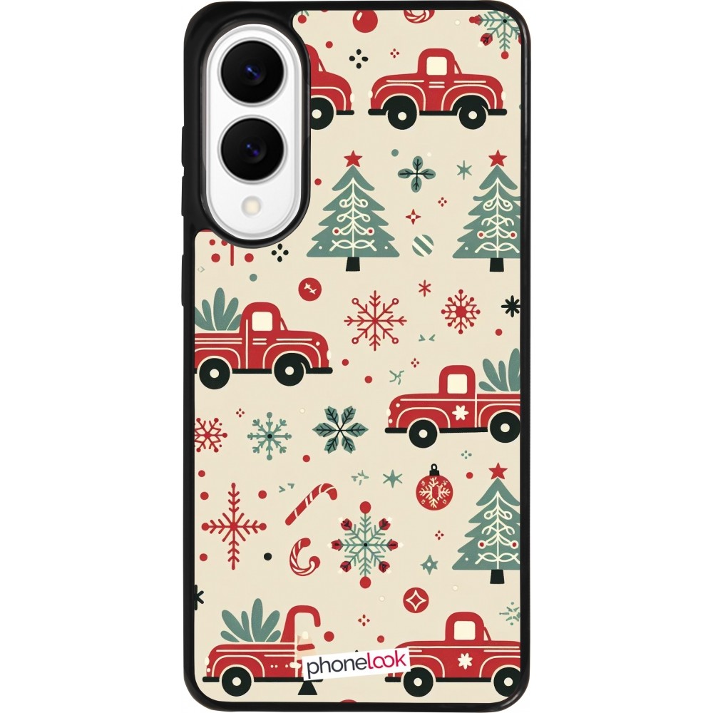 Coque Samsung Galaxy S25 Edge - Silicone rigide noir Noël 2024 Camion Sapin