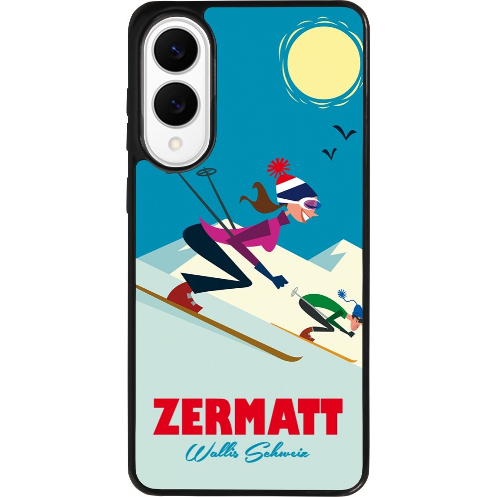 Coque Samsung Galaxy S25 Edge - Silicone rigide noir Zermatt Ski Downhill