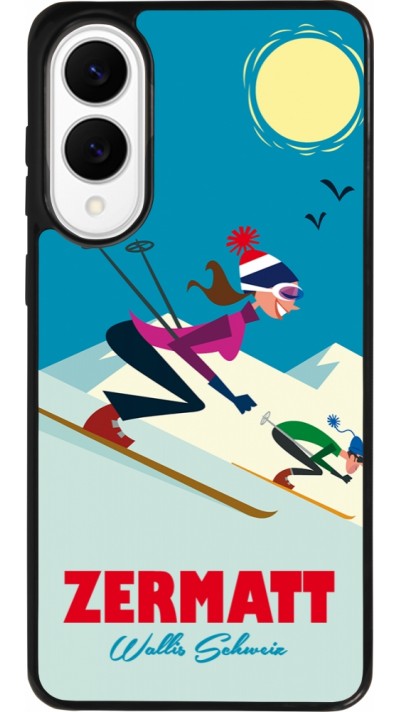 Coque Samsung Galaxy S25 Edge - Silicone rigide noir Zermatt Ski Downhill Coque Samsung Galaxy S25 Edge - Silicone rigide noir Zermatt Ski Downhill