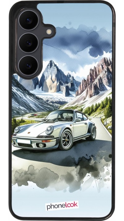 Coque Samsung Galaxy S25 FE - Silicone rigide noir Porsche 911 Mountain Watercolor