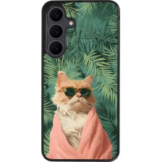 Coque Samsung Galaxy S25 FE - Silicone rigide noir Cat Summer Palms