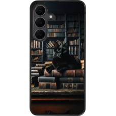 Samsung Galaxy S25 FE Case Hülle - Silikon schwarz Katze Bücher dunkel
