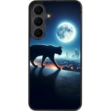 Samsung Galaxy S25 FE Case Hülle - Silikon schwarz Schwarze Katze unter dem Vollmond